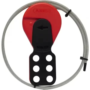 Aldabas de control con cable metálico aislado y extraíble, mecanismo patentado de sujeción y capacidad para hasta seis candados para bloqueo seguro