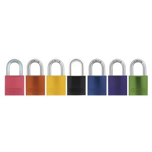Candado de seguridad con cuerpo de aluminio anodizado, arco de acero endurecido con recubrimiento NANO PROTECT, cilindro de precisión de 6 pitones y doble enganche auto-cierre