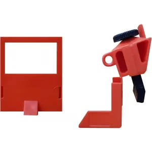 Bloqueo para fusibles de 480V a 600V fabricado en polipropileno y nylon de alta resistencia, con tornillo ajustable, soporte desmontable y compatibilidad con candados de hasta 7 mm