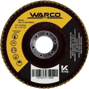 Disco de corte Warco Modelo Pro para acero al carbón y uso con esmeril. Disponible en granos G40, G60 y G81 para aplicación industrial.