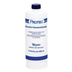 Alcohol desnaturalizado: Alcohol etílico desnaturalizado al 70 Antiséptico para uso externo como material de curación Antiséptico Compra en Guantes Ergo.