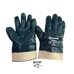Guante nitrilo azul: Guante recubrimiento total de nitrilo soporte interno de algodón excelente protección en trabajos con Compra en Guantes Sergo.