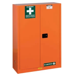 Gabinete almacenamiento preparación emergencias: El gabinete de alto rendimiento presenta un diseño resistente al fuego con una pintura en polvo duradera.