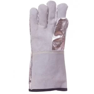 Guante aluminizado carnaza: uante de rayón aluminizado con palma de carnaza diseñado para ser usado en ambientes industriales con Compra en Guantes Ergo.