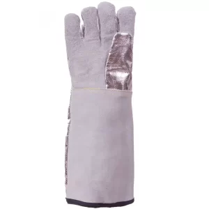 Guante aluminizado carnaza 18: Guante de rayón aluminizado con palma de carnaza diseñado para ser usado en ambientes industriales con Compra en Guantes.