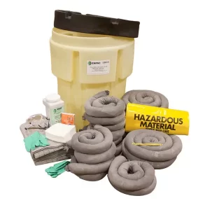Kit antiderrames 65 galones universal: Para controlar derrames UNIVERSALES Origen Vegetal Mineral Químicos Hidrocarburos o Aceites Aprobado por Compra en.