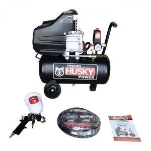 Kit compresor manguera pistola: Compresor equipado con 2 ruedas para su transporte marca SWEDISH HUSKY POWER Incluye manguera de 5 metros y Compra en.