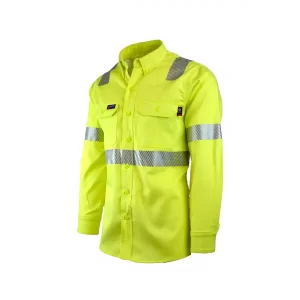 Camisa fr alta visibilidad: Cuenta con cuatro filas de costuras de bloqueo en la solapa frontal para evitar que se deshilache doble Compra en Guantes Ergo.