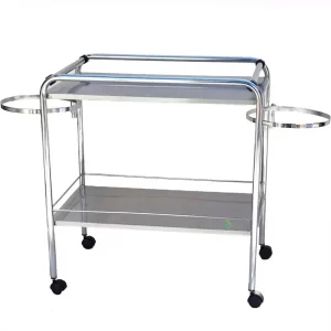 Carro curaciones: Carro para curaciones con cubierta y entrepaño de acero inoxidable calibre No 20 acabado pulido patas de Compra en Guantes Ergo.