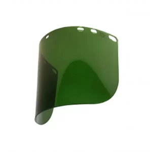 Protector facial verde: Protector facial para servicios industriales severos El patrón de agujeros universal se adapta a una gran Compra en Guantes Sergo.