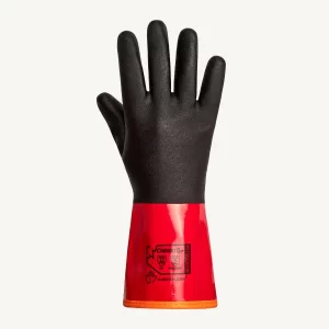 Guante chemstop resistente cortes nivel a4 recubierto: El revestimiento de base de PVC rojo resiste una amplia variedad de productos químicos y.